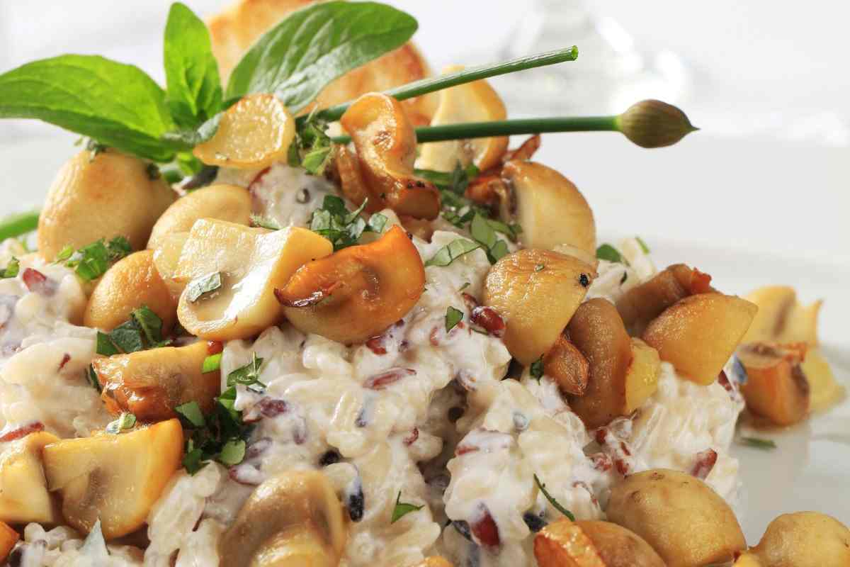riso cremoso con funghi