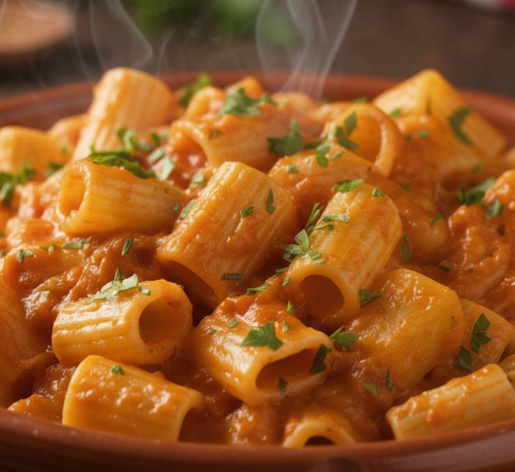 piatto fumante di pasta e patate