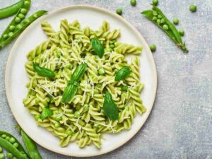 fusilli con pesto di piselli