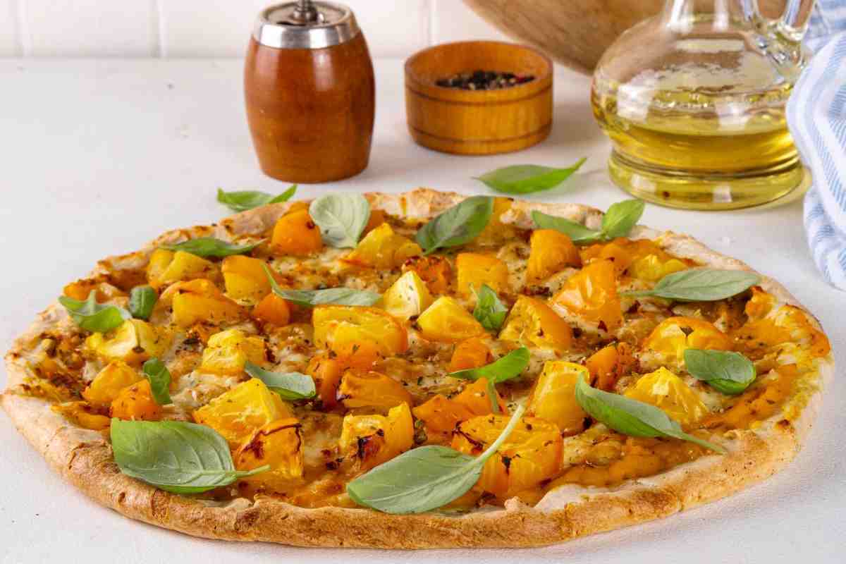 pizza pomodorini gialli e zucca
