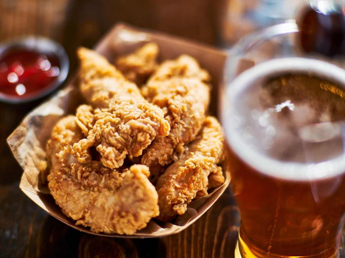 tocchetti di pollo fritto con birra