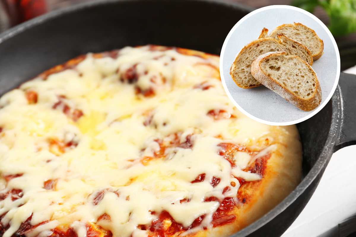 pizza e fette di pane vecchio