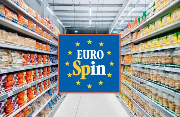 corsia del supermercato e logo eurospin al centro