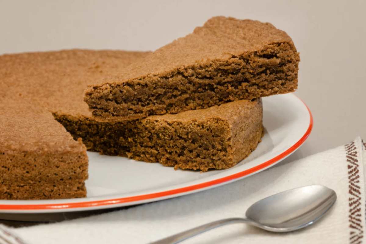 torta morbida da colazione su un piatto e accanto un cucchiaino