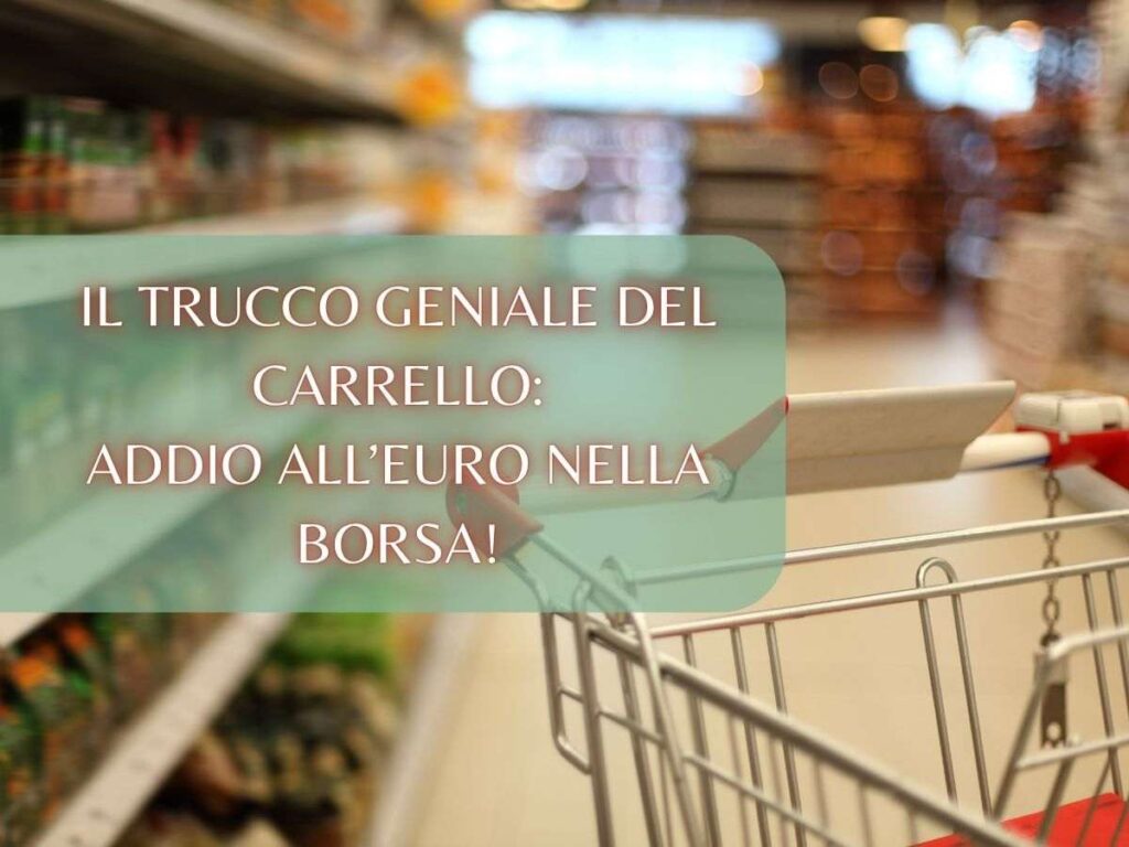 carrello al supermercato e scritta