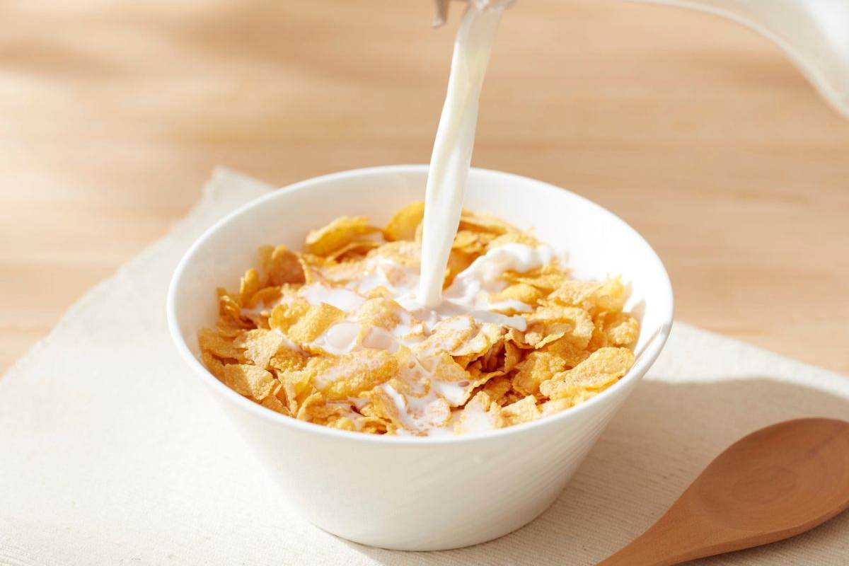 ciotola di corn flakes con latte