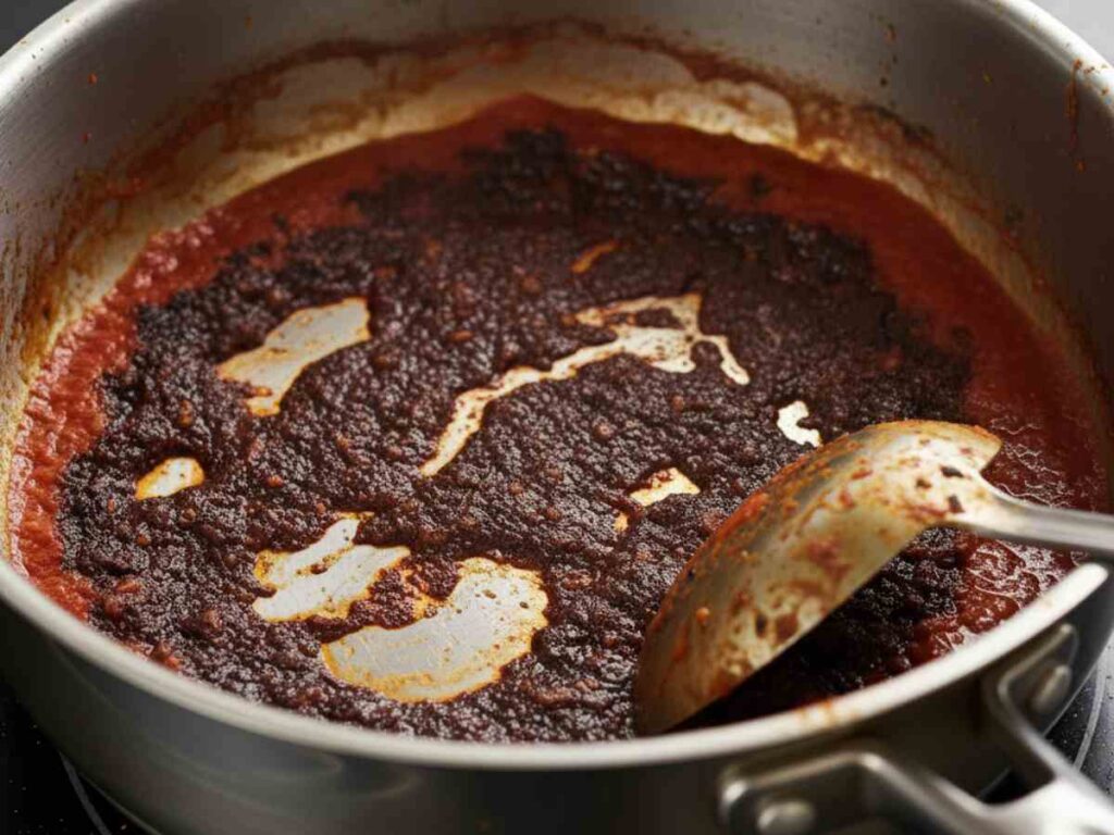 padella con dentro sugo bruciato