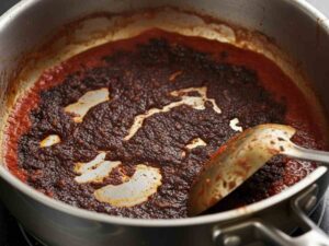 padella con dentro sugo bruciato